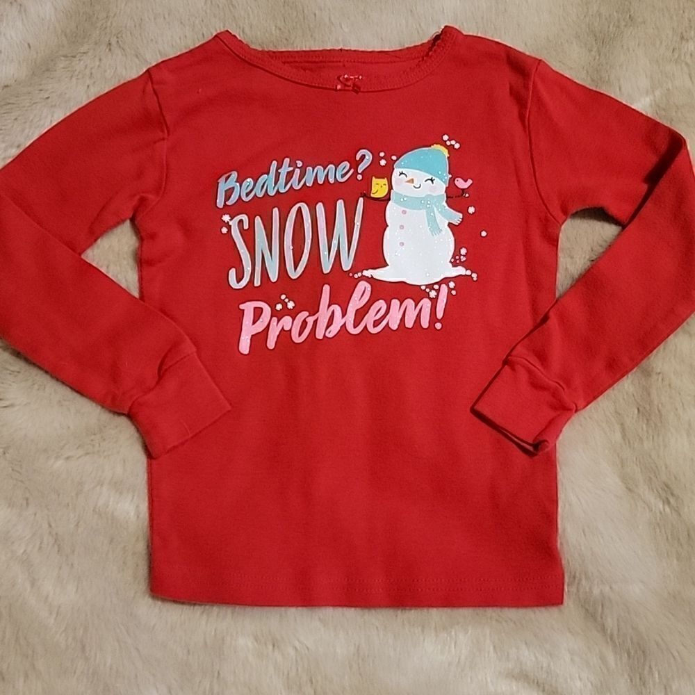 GIRL'S CARTER'S 2-PIECE RED AND GRAY SNOWMEN PAJAMAS, SIZE 4T - Picture 2 of 8